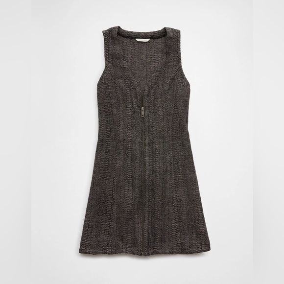 AMERICAN EAGLE Zip-Up Mini Dress Wool Blend in Brown Sz XS NWT - Picture 5 of 6